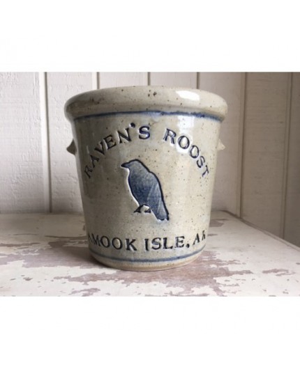 Personalize this Crock - Handmade Stoneware Pottery featuring Crow log